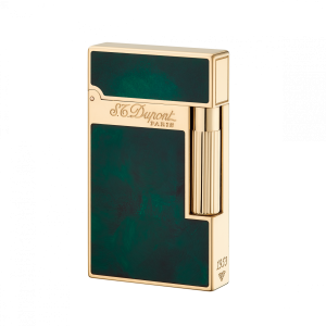 Atelier Yellow Gold Finish Emerald Green Natural Lacquer Ligne 2 Lighter 016259