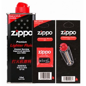 Zippo Lighter 白電油 133ml+打火石+棉芯 套裝 Fluid 133ml + Flint + Wick set