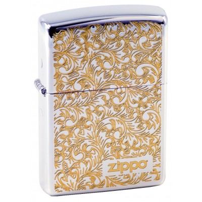 日版 Zippo Lighter 經典唐草(白金) Floral Design ZBT-2-23A