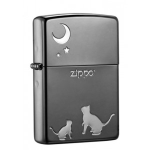 日版 Zippo Lighter 黑冰 望月貓咪 ZBT-3-148A