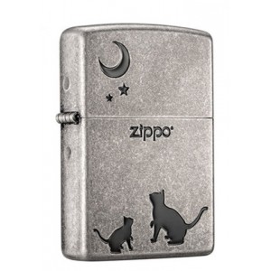 日版 Zippo Lighter 望月貓咪(仿古銀) ZBT-3-148B