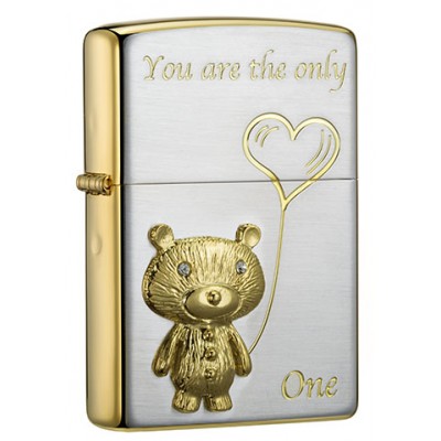 日版 Zippo Lighter 愛心小熊(耀眼金) Heart and bear metal SG Gold ZBT-3-165A