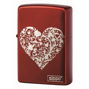 日版 Zippo Lighter 藤蔓愛心(紅) arabesque heart logo red SV inlay ZBT-3-36B