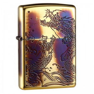 日版 Zippo Lighter 雙海龍紋-熏金 ZBT-3-39B