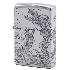 日版 Zippo Lighter 雙海龍紋-銀色 2dragon SV oxidized ZBT-3-39C