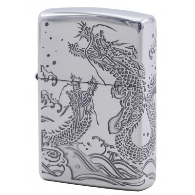 日版 Zippo Lighter 雙海龍紋-銀色 2dragon SV oxidized ZBT-3-39C