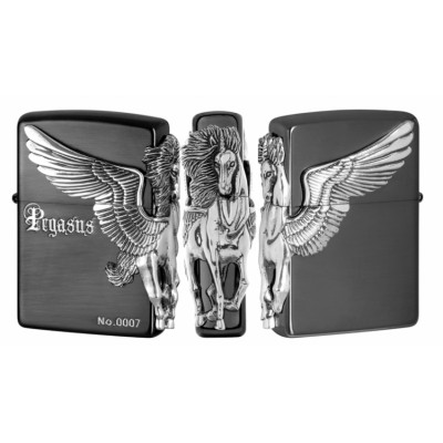 日版 Zippo Lighter 黑冰 天馬行空-銀色 ZBT-4-27D