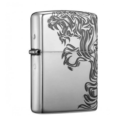 日版 Zippo Lighter 虎膽龍威-銀色 ZBT-4-4B