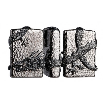 日版 Zippo Lighter 隕石坑立體盤龍-銀色 ZBT-4-53A