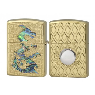 日版 Zippo Lighter 金玉神龍彩貝殼-鍍金 ZBT-4-58B