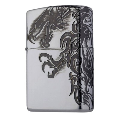 日版 Zippo Lighter 火焰青龍-銀色 ZBT-4-5B