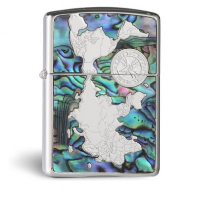 日版 Zippo Lighter 貝殼鑲嵌 航海圖 ZBT-4-66B