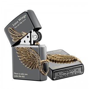 韓版 Zippo Lighter 黑冰 愛情之翼 Love Wings ZBT-1-16A