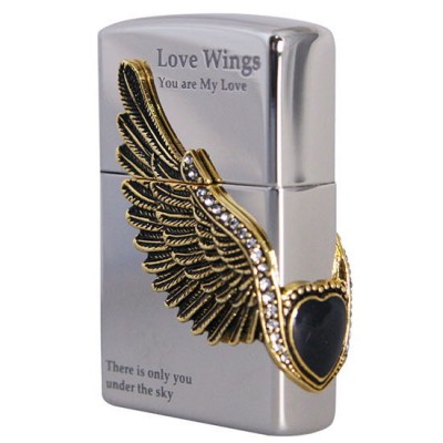 韓版 Zippo Lighter 愛情之翼(亮銀) Love Wings 2 NI ZBT-1-16C