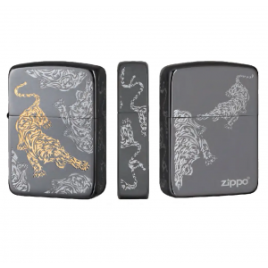 韓版 Zippo Lighter 黑冰 三面下山虎東北虎 ZBT-1-19C