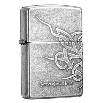 韓版 Zippo Lighter 心中的秘密(仿古銀) Secret Of My Heart ZBT-1-31B