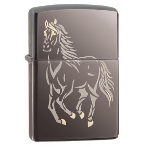 美版 Zippo Lighter Black Ice® 黑冰 馬 Running Horse 28645