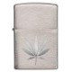 美版 Zippo Lighter 拉絲銀大麻葉防風打火機 Chrome Marijuana Leaf Design 29587