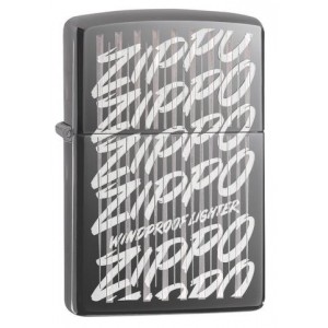 美版 Zippo Lighter Black Ice® 黑冰  書寫風格 Zippo Script 29631