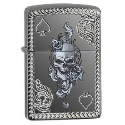 美版 Zippo Lighter Black Ice® 黑冰 骷髏與王牌 Spade & Skull Design 29666 美版 Zippo Lighter Black Ice® 黑冰 骷髏與王牌 Spade & Skull Design 29666