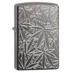 美版 Zippo Lighter Black Ice® 黑冰 大麻葉 Piled High 29834