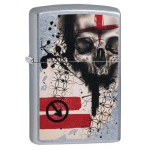 美版 Zippo Lighter 中歐紅黑寫實骷髏防風打火機 Trash Polka Tattoo Skull 29856