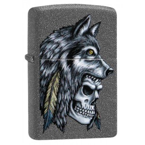 美版 Zippo Lighter 狼與骷髏 Wolf Skull Feather Design 29863