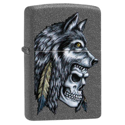 美版 Zippo Lighter 狼與骷髏 Wolf Skull Feather Design 29863