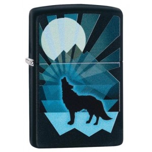 美版 Zippo Lighter 夜月狼嚎防風打火機 Wolf and Moon Design 29864