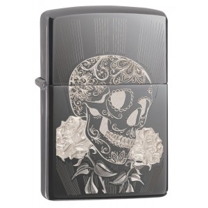 美版 Zippo Lighter Black Ice® 黑冰 骷髏 Fancy Skull Design 29883
