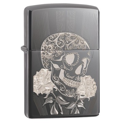 美版 Zippo Lighter Black Ice® 黑冰 骷髏 Fancy Skull Design 29883 美版 Zippo Lighter Black Ice® 黑冰 骷髏 Fancy Skull Design 29883