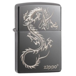 美版 Zippo Lighter Black Ice® 黑冰 東方之龍 Chinese Dragon Design 49030
