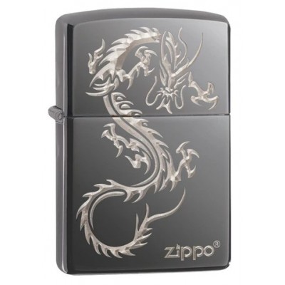 美版 Zippo Lighter Black Ice® 黑冰 東方之龍 Chinese Dragon Design 49030