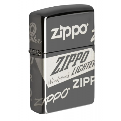 美版 Zippo Lighter Black Ice®  黑冰 經典環繞標誌 Zippo Design 49051