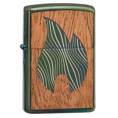 美版 Zippo Lighter 木紋經典火焰防風打火機 WOODCHUCK USA Flame 49057