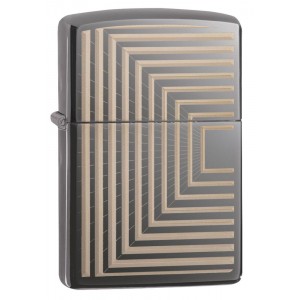美版 Zippo Lighter 黑冰 Boxed Lines Design 49071