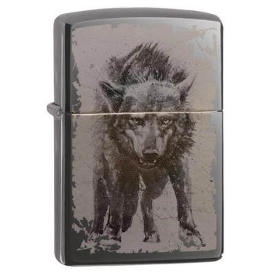 美版 Zippo Lighter Black Ice® 黑冰 灰影之狼 Wolf Design 49073