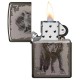 美版 Zippo Lighter Black Ice® 黑冰 灰影之狼 Wolf Design 49073