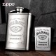 美版 Zippo Lighter Jack Daniels Satin Chrome Lighter and Flask Gift Set 49080