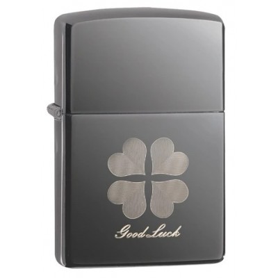 美版 Zippo Lighter Black Ice® 黑冰 幸運草 Good Luck 49120