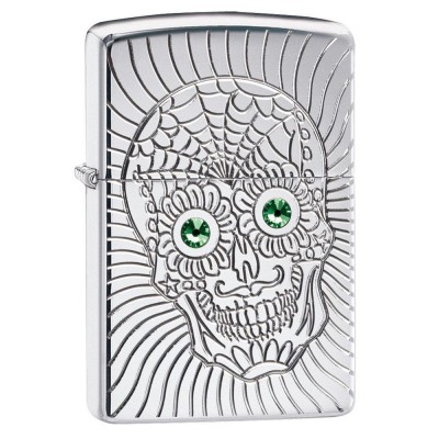 美版 Zippo Lighter 骷髏 Armor® Sugar Skull Design 49172