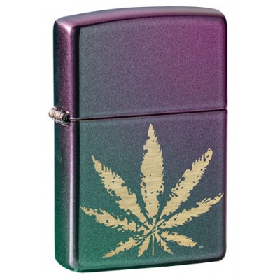美版 Zippo Lighter 彩虹色大麻葉防風打火機 Iridescent Marijuana Leaf 49185