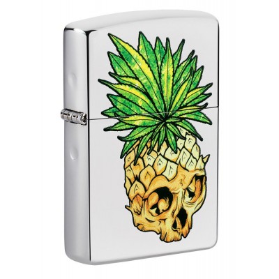 美版 Zippo Lighter 菠蘿與骷髏 Leaf Skull Pineapple Design 49241
