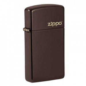 美版 Zippo Lighter Slim® Brown with Zippo logo 49266ZL