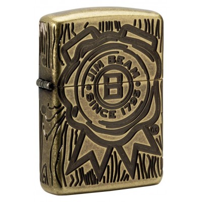 美版 Zippo Lighter  Jim Beam, Armor Engraved - Antique Brass Plate 49284