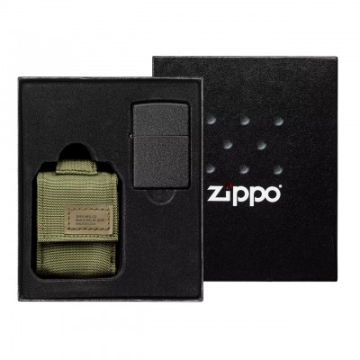 美版 Zippo Lighter 綠色莫勒皮套+236黑裂漆(素面)防風打火機套裝組 BLK CRKL LTR MOLLE PCH GS 49400