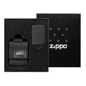 美版 Zippo Lighter 黑色莫勒皮套+236黑裂漆(素面)防風打火機套裝組 BLK Crackle LTR Molle Pouch GS 49402
