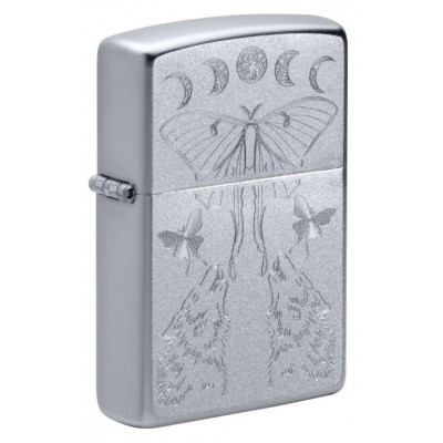 美版 Zippo Lighter Satin Chrome Auto Engrave 49591