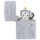 美版 Zippo Lighter Satin Chrome Auto Engrave 49591