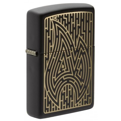 美版 Zippo Lighter Black Matte Laser Engrave 49597